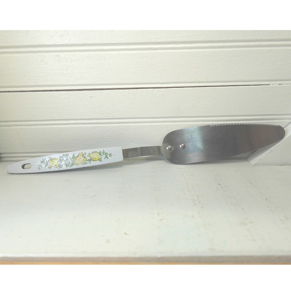 Vintage 1970s Cake Knife Pie Server Boho Hippie Retro Kitchen Utensil Steel